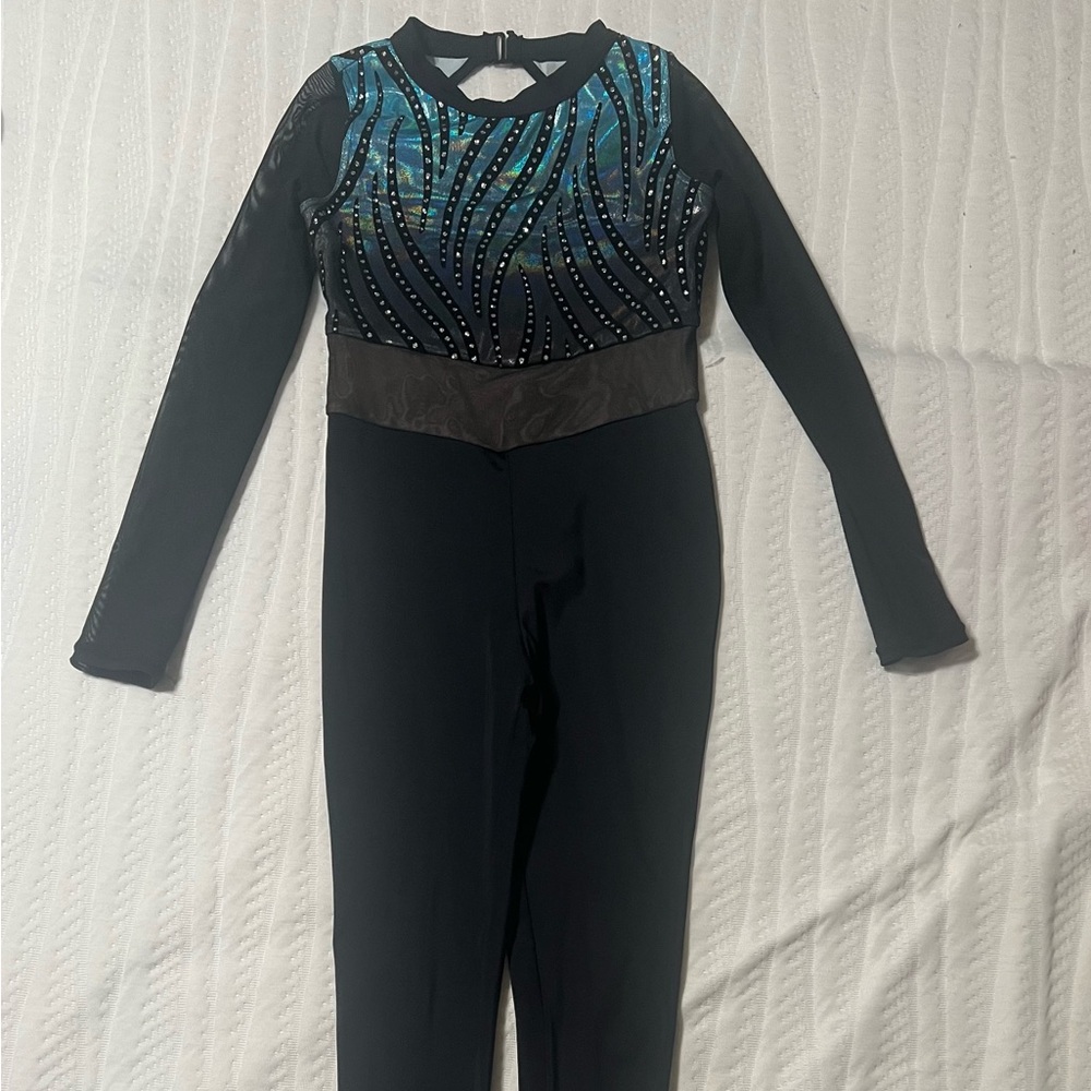 Weissman Black and Blue Embellished Jumpsuit